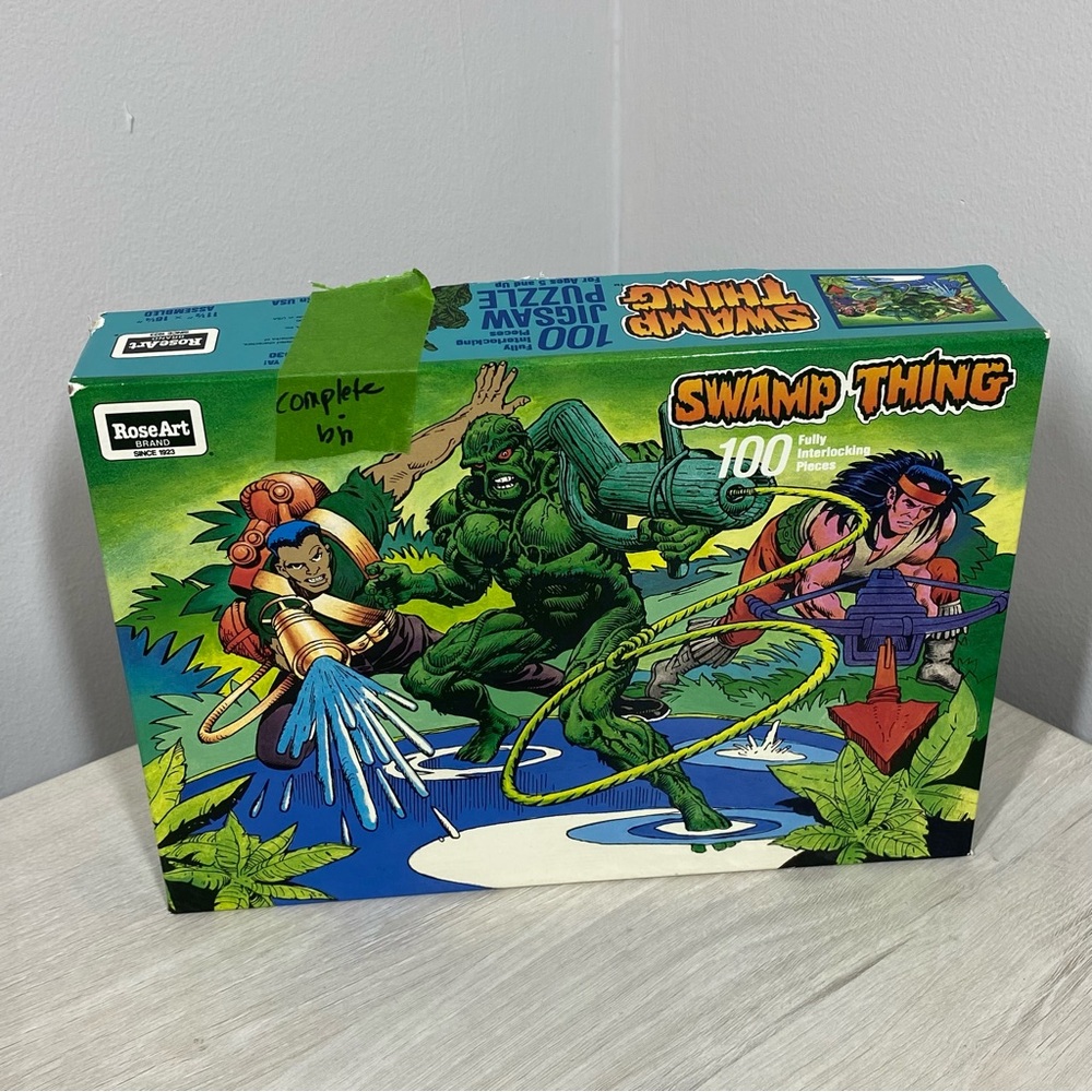 VTG 80s/90s Swamp Thing COMIN AT YA Rose Art 100pc Puzzle 11.5x16.25 Good
